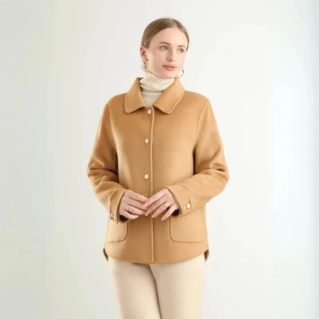 Olivia double-sided premium wool overcoat tailored silhouette with button-front design for chilly seasons