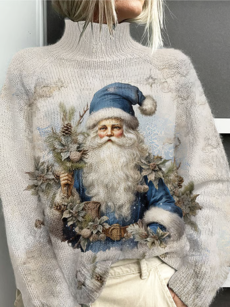 Red Christmas ugly sweater relaxed fit with vintage Santa Claus holiday graphic print