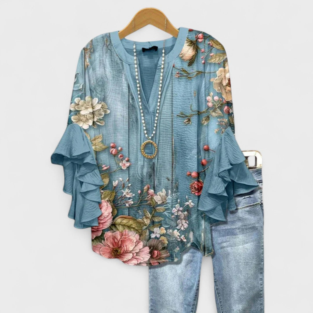Lightweight day blouse in soft hues, feminine cut with delicate detailing for effortless everyday style