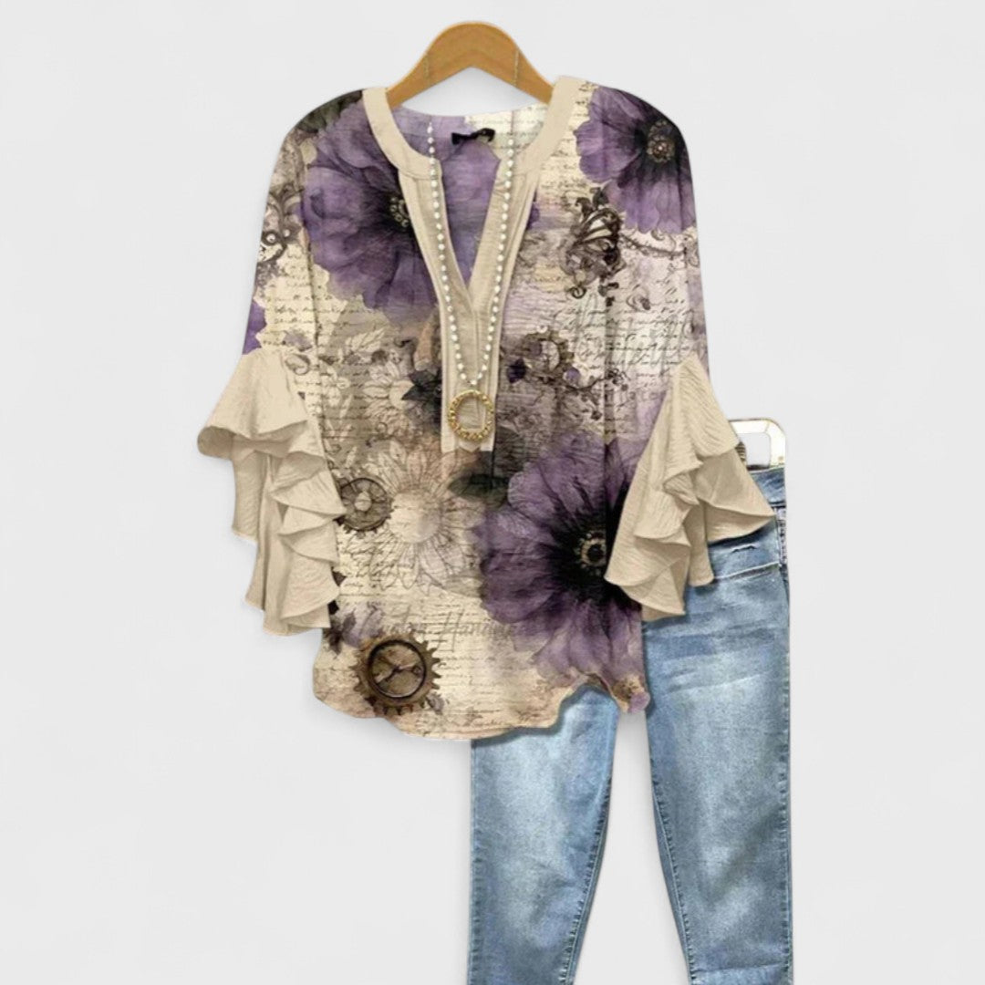 Lightweight day blouse in soft feminine design, airy cut, easy-style versatile top for everyday wear