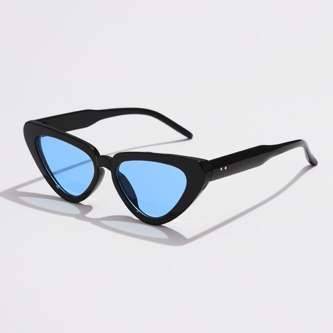 Black cat-eye sunglasses sharp-edged frames retro silhouette UV400 protection women