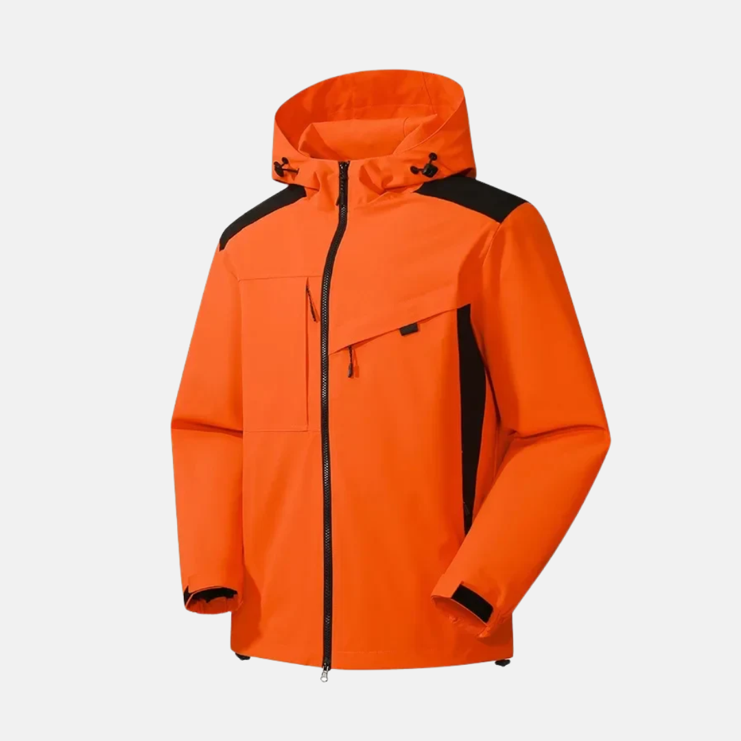 Wavlynn men's weather-resistant hooded jacket relaxed fit adjustable hem neutral tone casual outerwear
