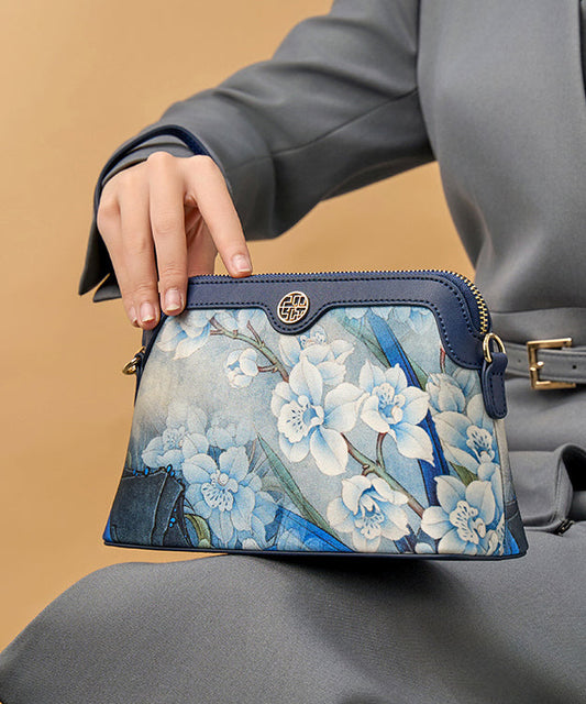 Pochette polyvalente en soie bio à imprimé bleu marine - Wavlynn