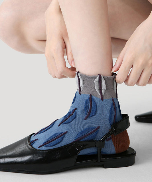 Chaussettes fines et respirantes en jacquard colorblock original. - Wavlynn