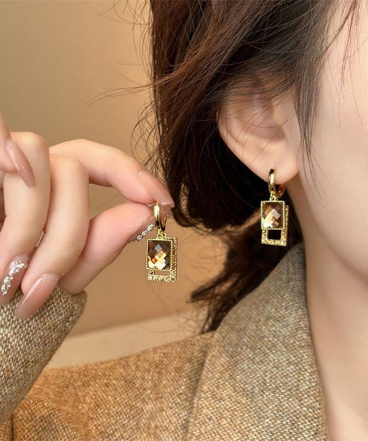 Boucles d'oreilles pendantes originales en alliage de cristal et zircon - Wavlynn