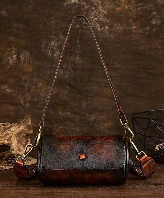 Sac à main en cuir de veau café au design original - Wavlynn