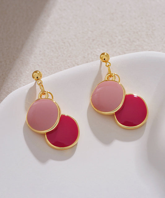 Boucles d'oreilles pendantes rondes en alliage d'or au design original - Wavlynn