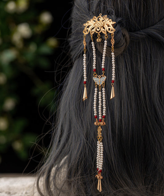 Épingle à cheveux papillon en alliage de cuivre doré et émaillé, design original - Wavlynn