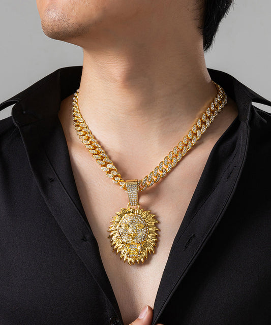 Collier pendentif en zircon doré au design original - Wavlynn