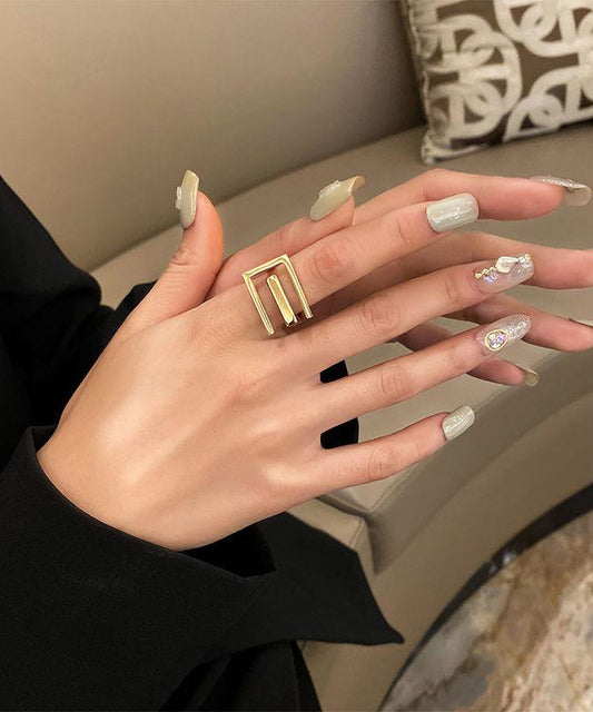 Bagues ouvertes en acier inoxydable doré au design original - Wavlynn