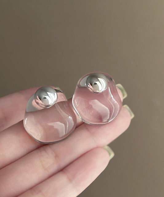 Boucles d'oreilles à tige en alliage de cristal nude au design original - Wavlynn