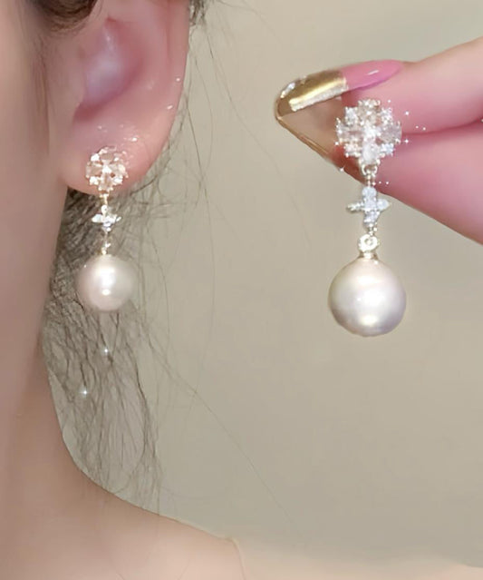 Boucles d'oreilles pendantes originales en or, cuivre et zircons - Wavlynn
