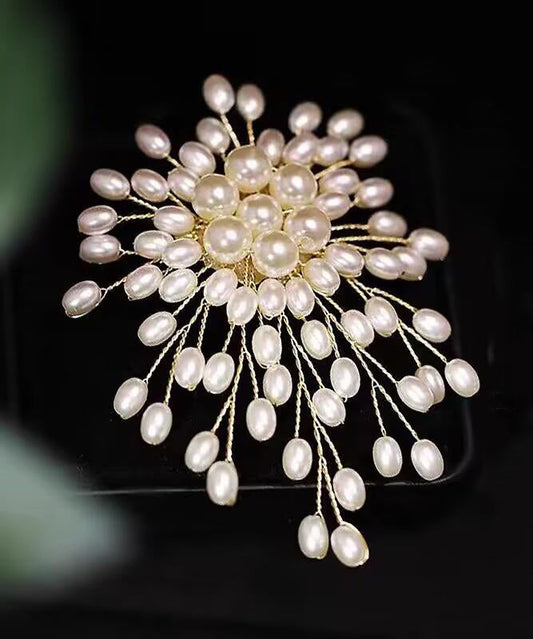 Broches originales en cuivre blanc doré à motifs de feux d'artifice et de perles - Wavlynn