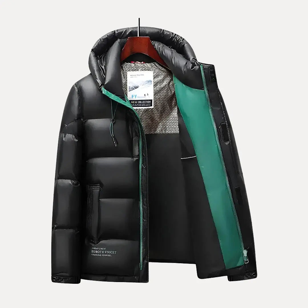 Orlando hooded down winter jacket with 90% down filling, lightweight warmth for cold weather outdoor use