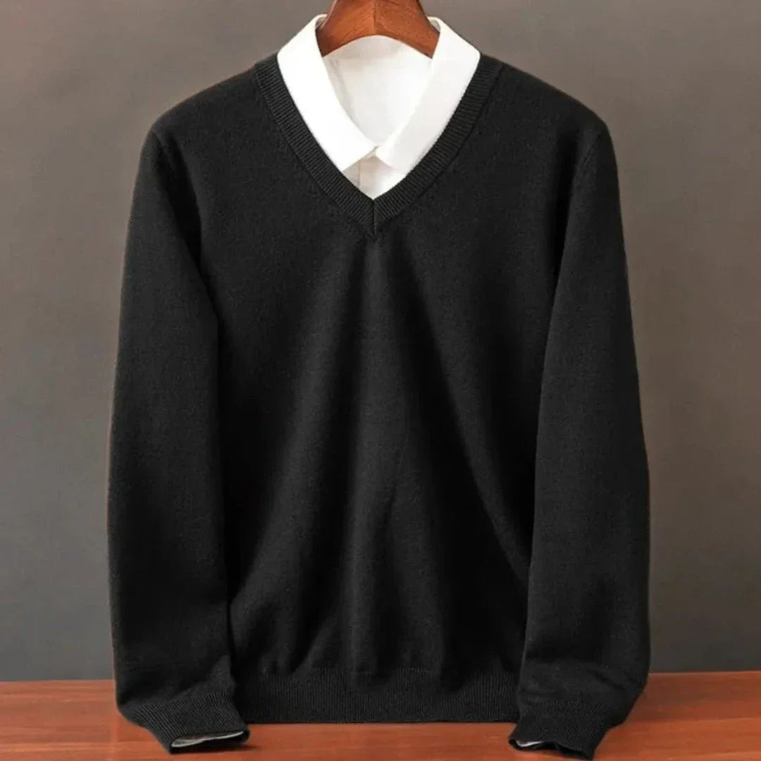 Women's premium cashmere V-neck sweater soft lightweight layering essential in neutral tone
