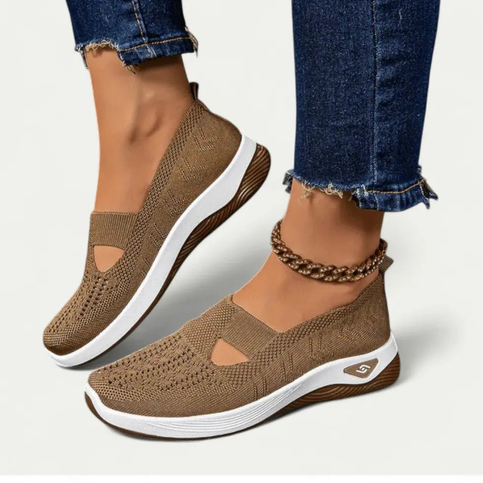 Women's slip-on sneakers breathable knit mesh upper lightweight casual everyday comfort shoes