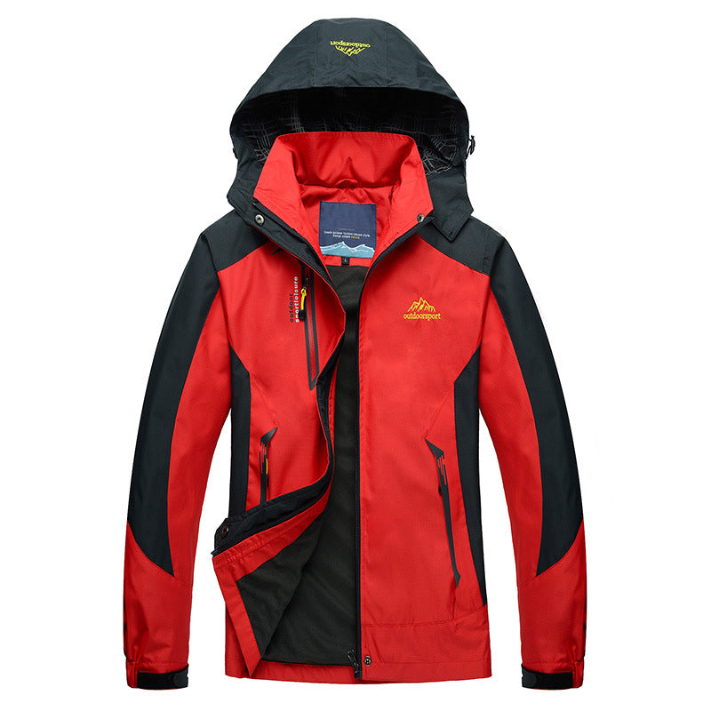 Women's waterproof hiking jacket removable hood stand collar windproof cuffs breathable active outdoor
