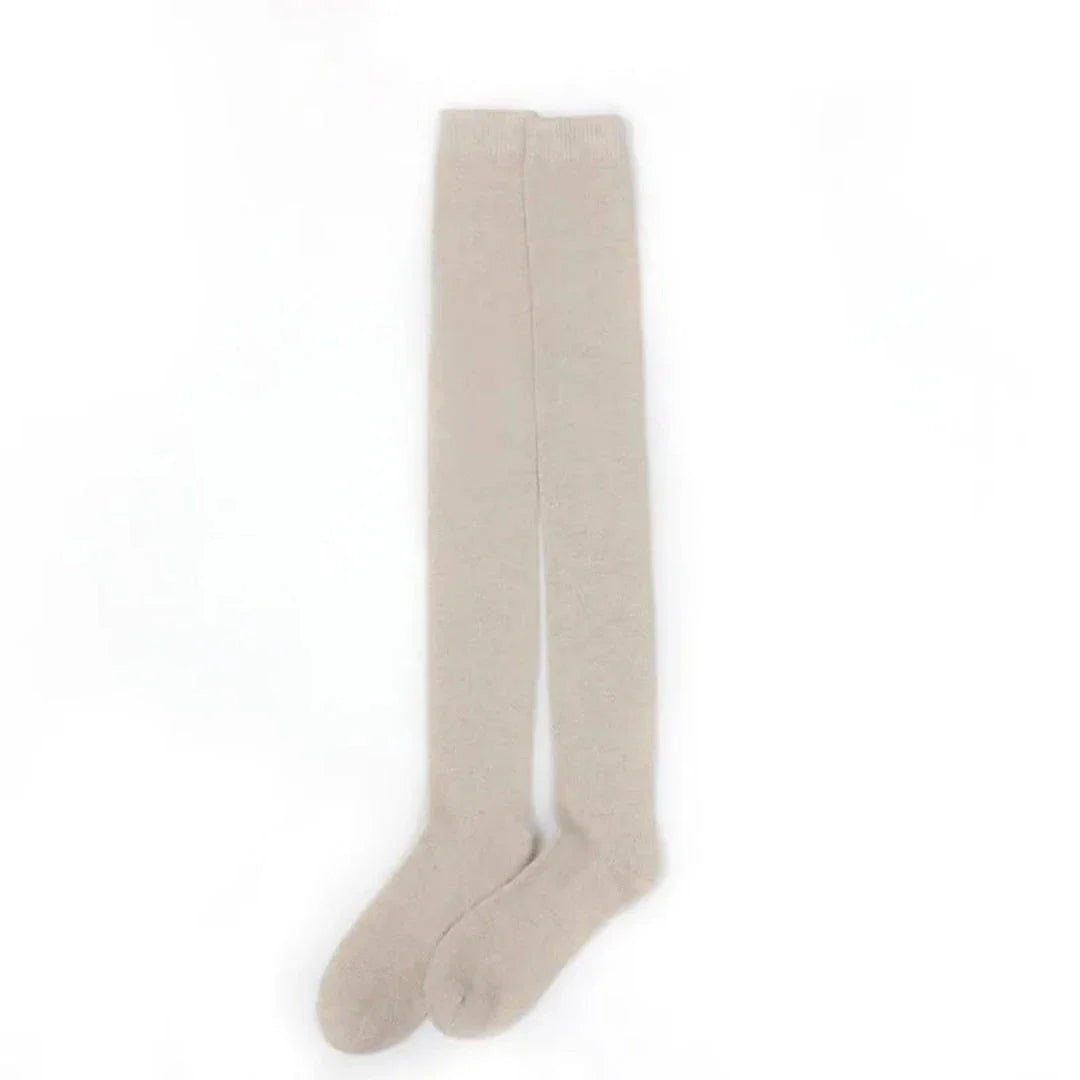 Women's over-the-knee cashmere blend socks with stretchy ribbed cuff for elegant warmth
