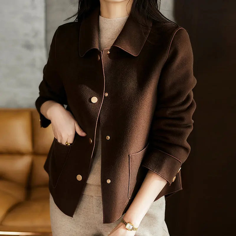 Women's oversized synthetic wool coat elegant loose fit draped silhouette fall fashion