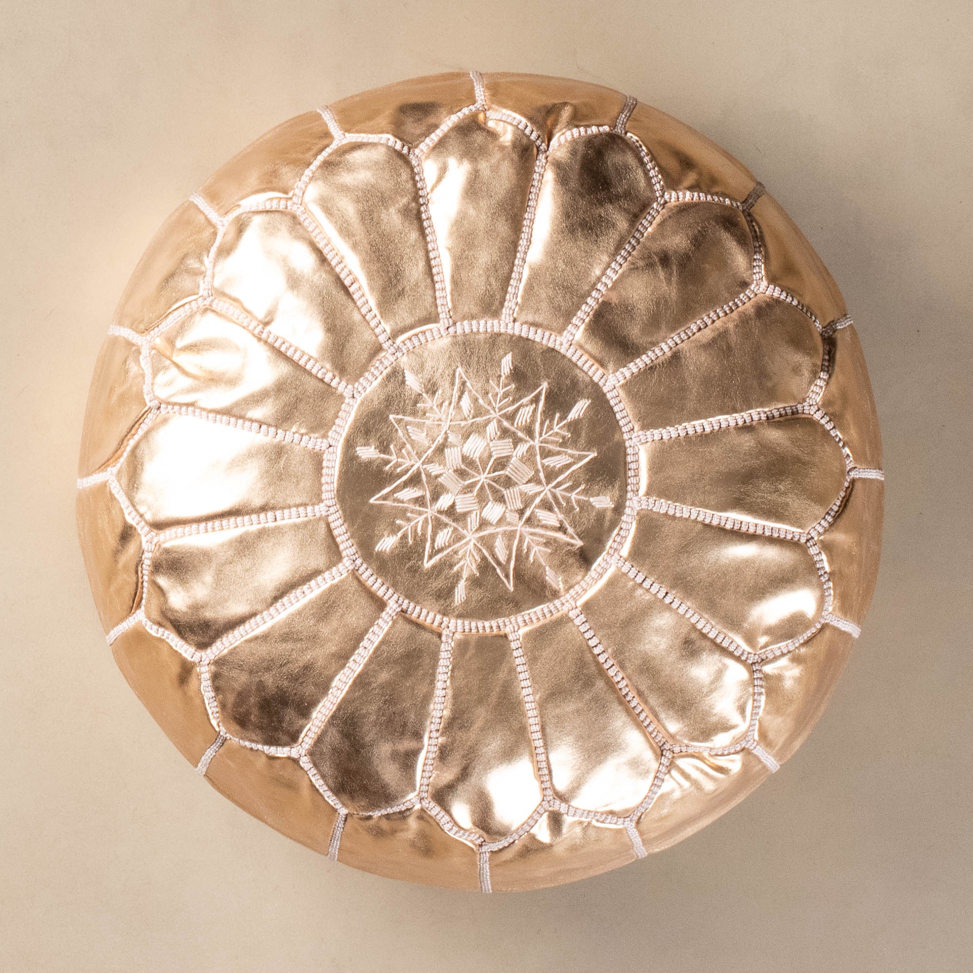 Authentic Moroccan Leather Pouf - Gold - Wavlynn