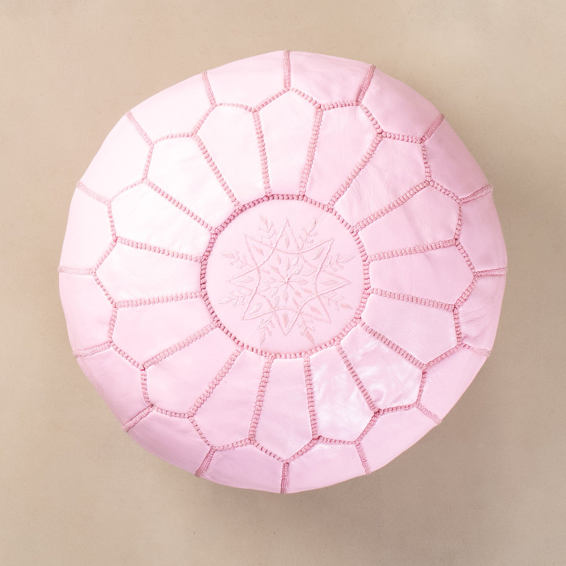Authentic Moroccan Leather Pouf - Pink - Wavlynn