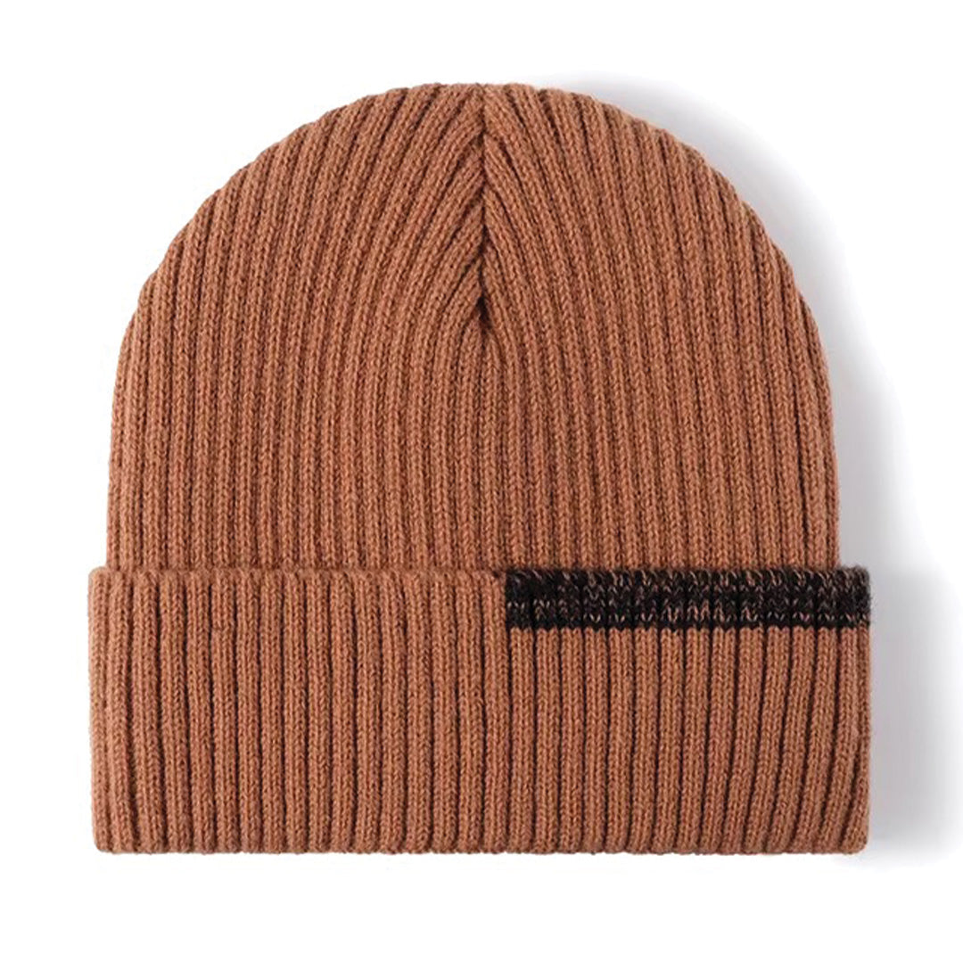 Wavlynn ribbed beanie in neutral tones with padded interior for winter warmth and refined style