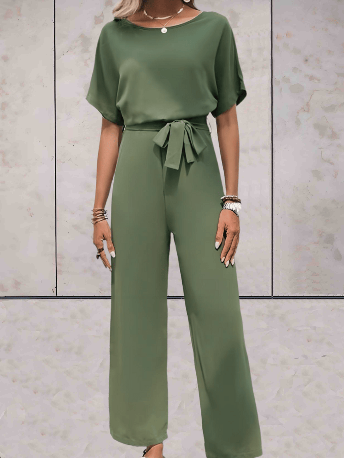 Camel two-piece set short sleeve top wide leg pants relaxed coordinated matching loungewear