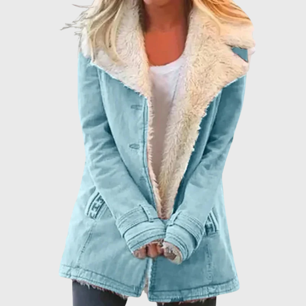 Women's warm winter coat in classic style with tailored silhouette and insulated soft fabric