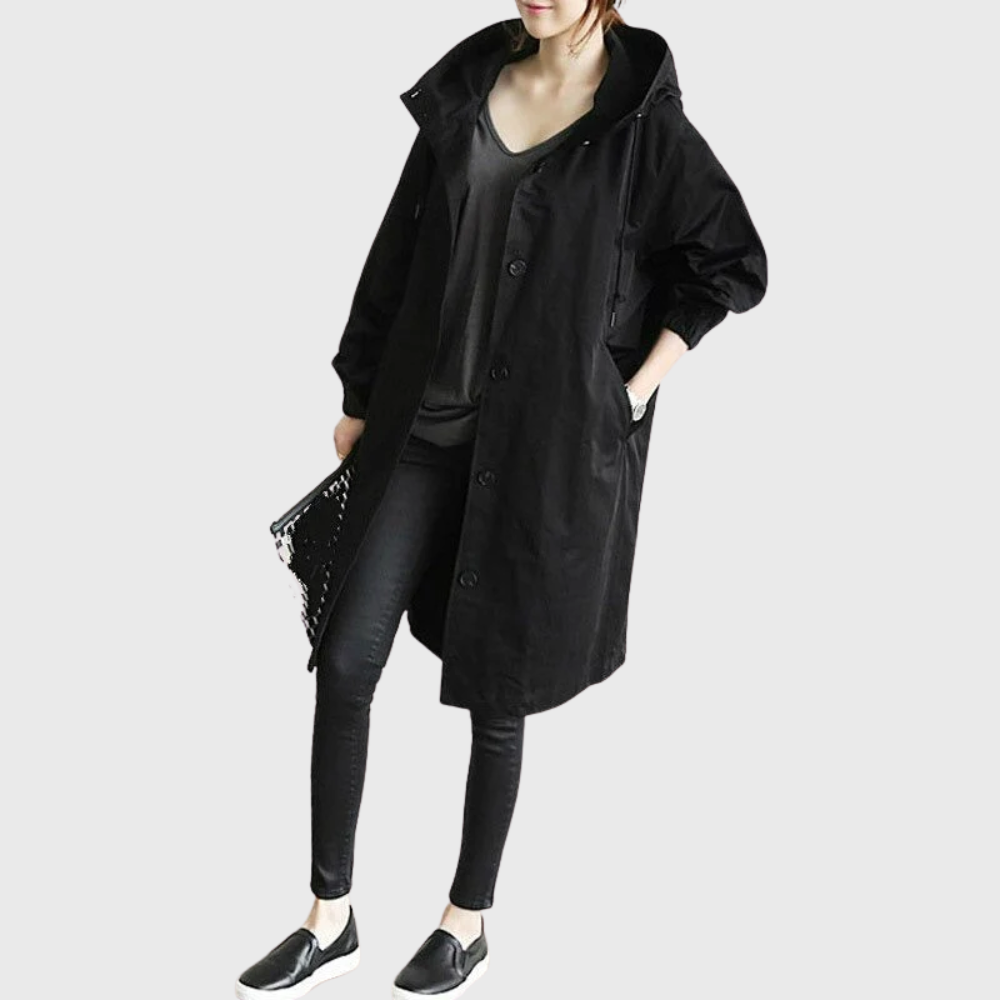 Arline waterproof trench coat sleek tailored silhouette water-resistant fabric classic style