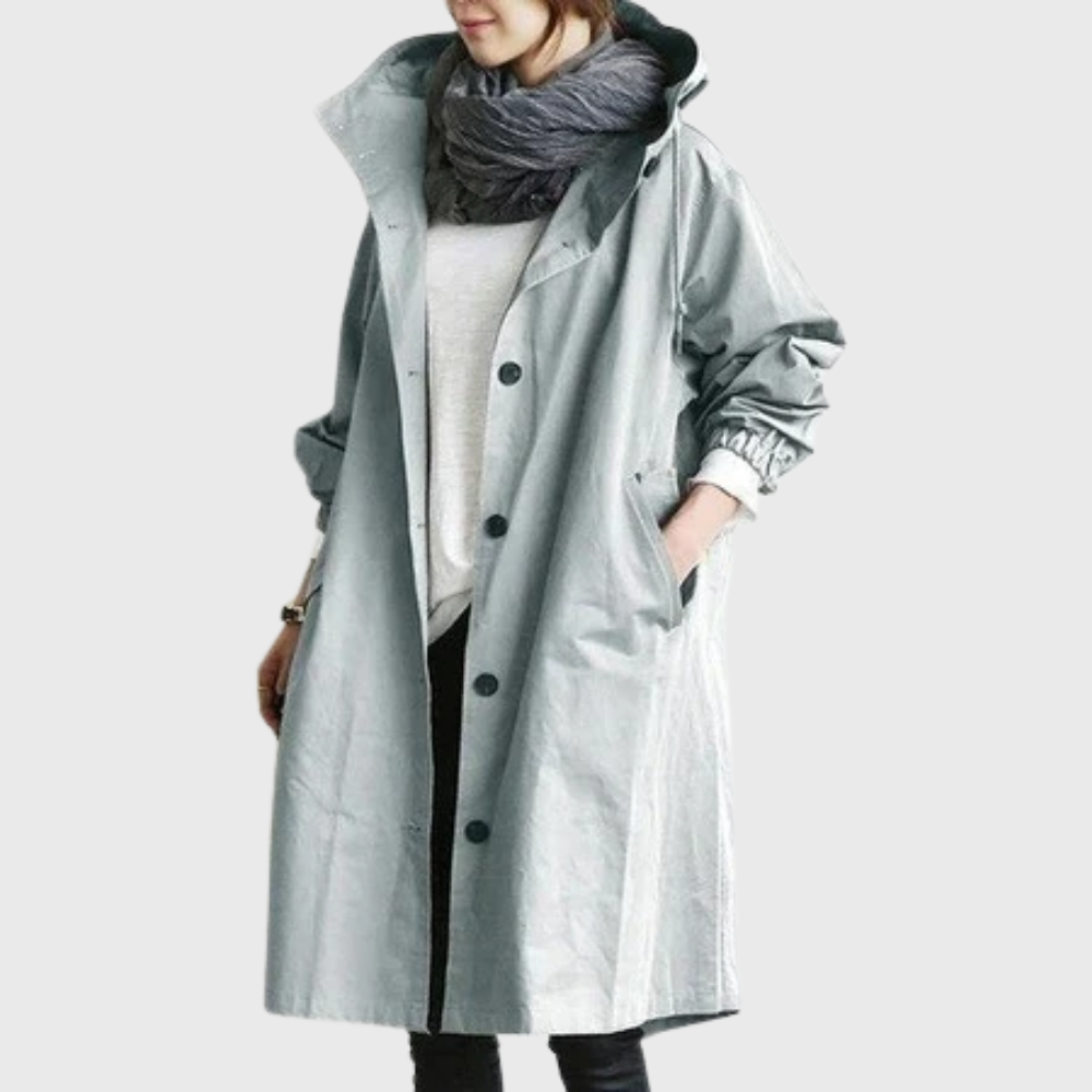 Waterproof trench coat sleek tailored silhouette with classic belted design for all-weather style