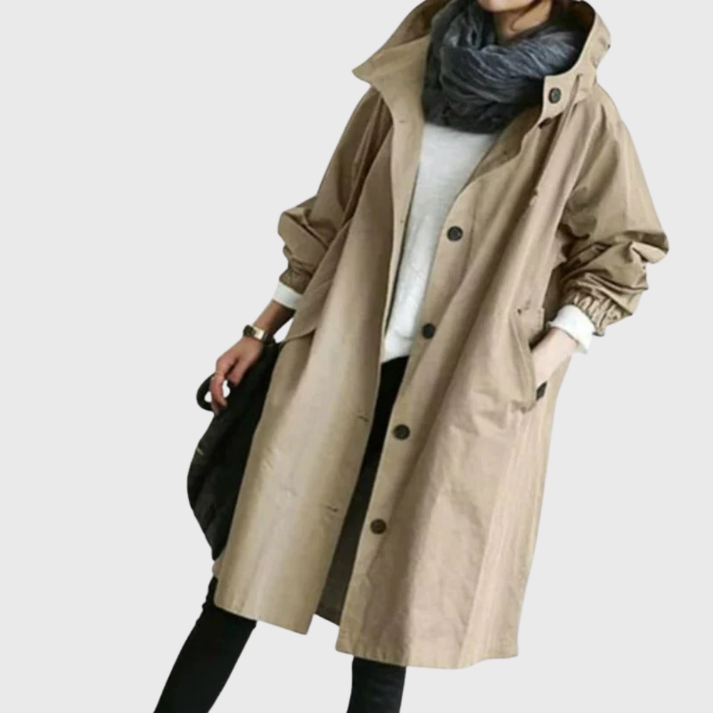Arline classic waterproof trench coat sleek tailored silhouette water-resistant all-weather style