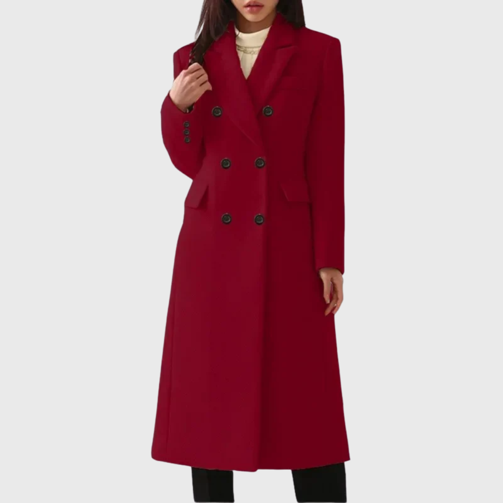 Women's warm overcoat camel tailored silhouette premium fabric blend streamlined fit