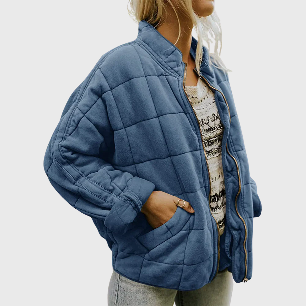 Hazel elegant quilted jacket oversized comfortable fit lightweight insulation stylish cold weather