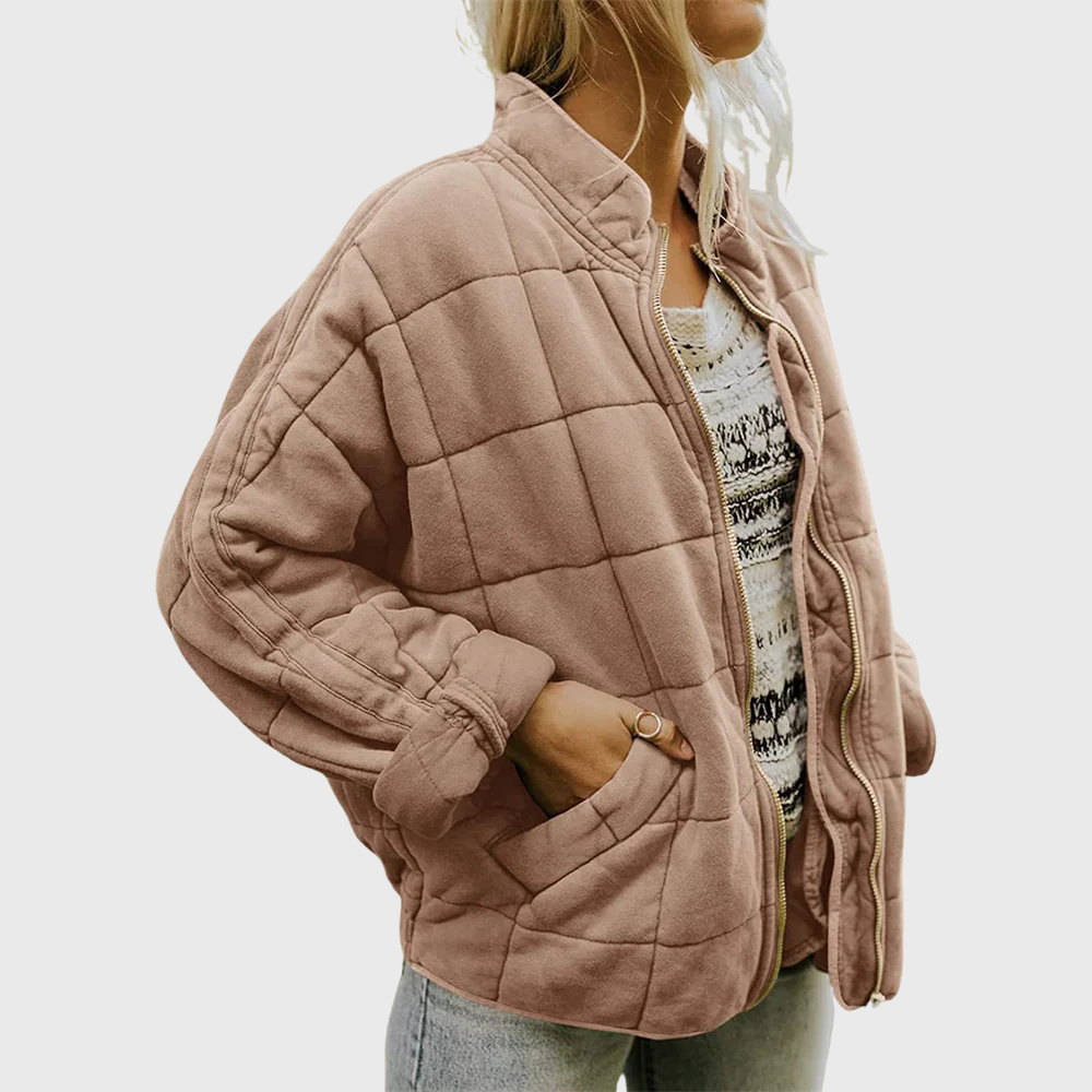 Hazel elegant quilted jacket oversized comfortable fit lightweight insulation for chic cold-weather style