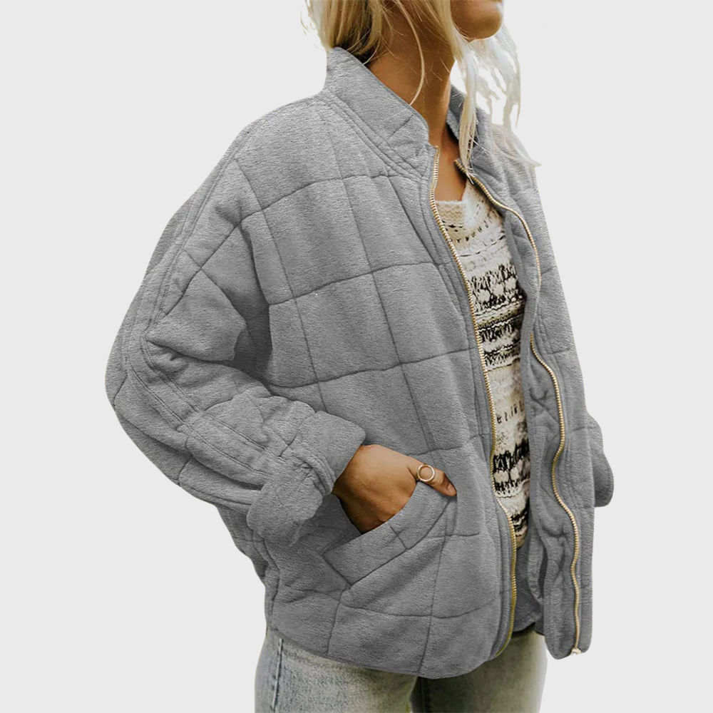 Hazel elegant quilted jacket oversized comfortable fit lightweight insulation for chic cold-weather style