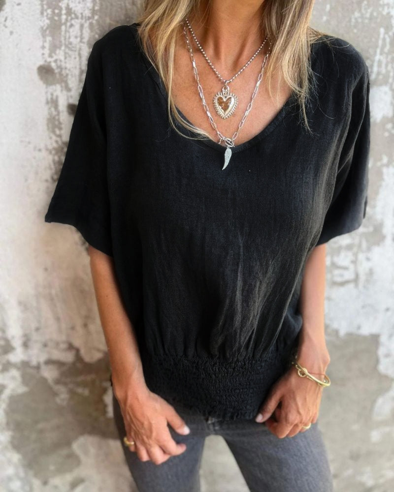 Carol relaxed summer top flowy silhouette flattering neckline breezy warm-weather style