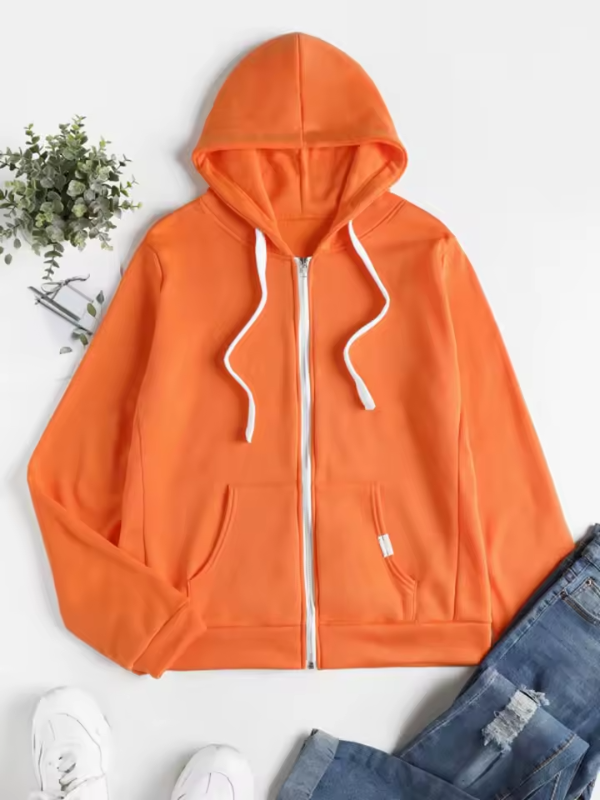 Women's classic zip-up hoodie in cozy winter style with roomy hood for effortless casual warmth