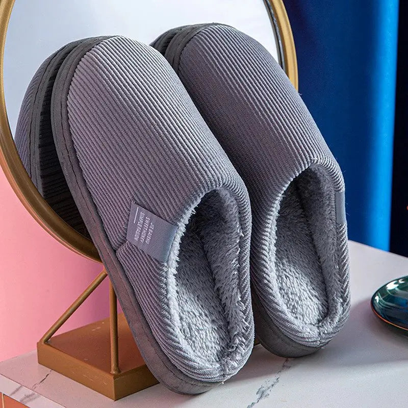 Women's plush cotton slippers cozy non-slip sole soft cushioned indoor outdoor comfort