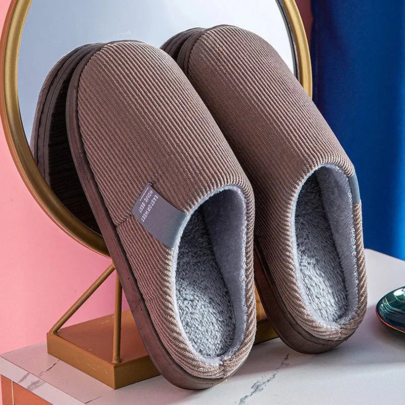 Women's plush cotton slippers cozy non-slip sole soft winter indoor comfort footwear