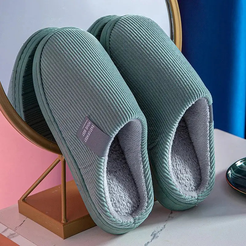 Women's plush cotton slippers cozy non-slip sole soft winter indoor loungewear comfort
