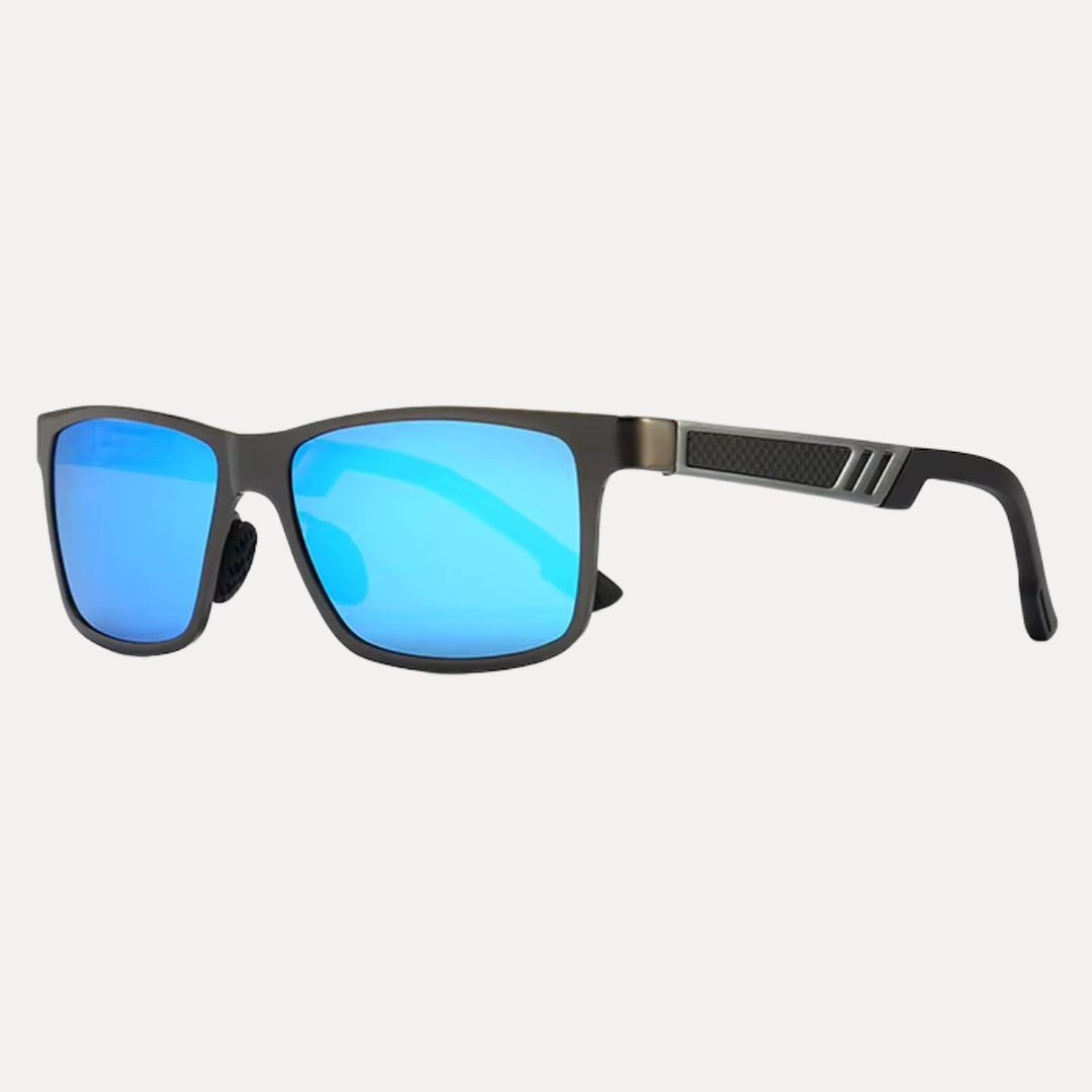 Men's polarized driving sunglasses aluminum-magnesium frame rectangle UV400 anti-glare lenses