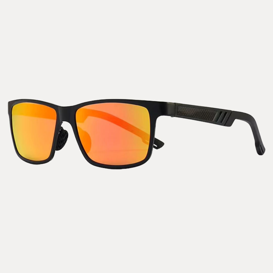 Men's polarized driving sunglasses rectangle aluminum-magnesium frame UV400 anti-glare lenses