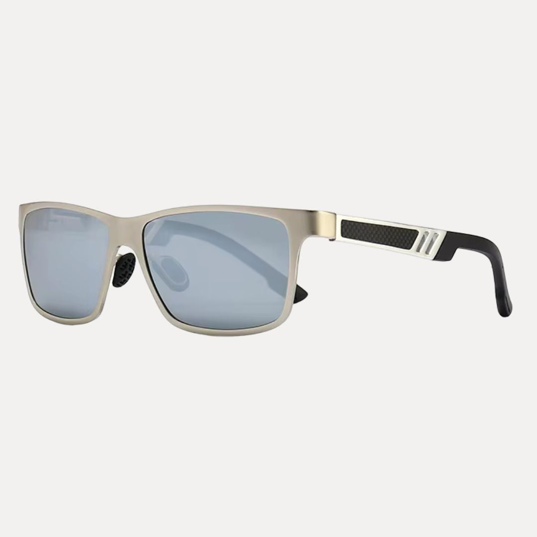 Men's polarized driving sunglasses rectangle aluminum-magnesium frame UV400 anti-glare lenses