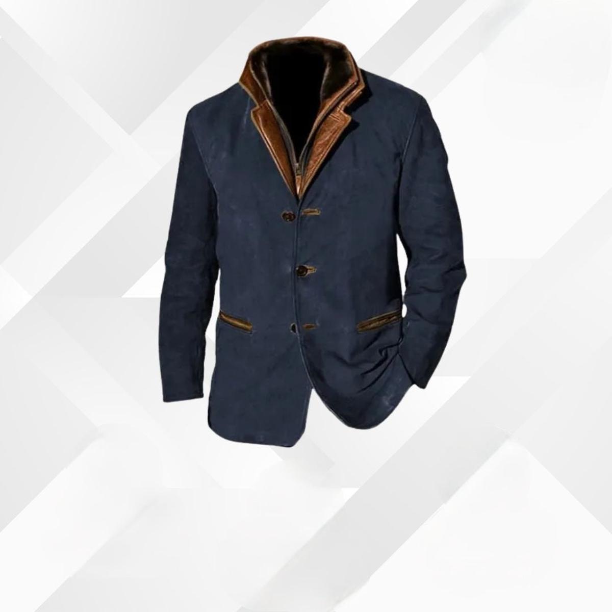 Kyle men's winter jacket warm brown classic button-up lined interior tailored fit