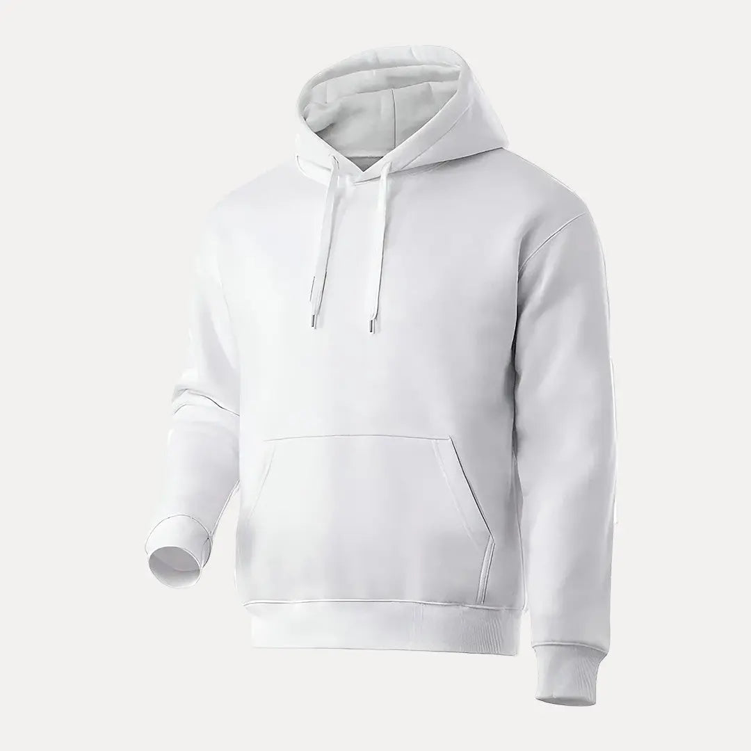 Casual gray pullover hoodie with adjustable hood and front kangaroo pocket for everyday wear