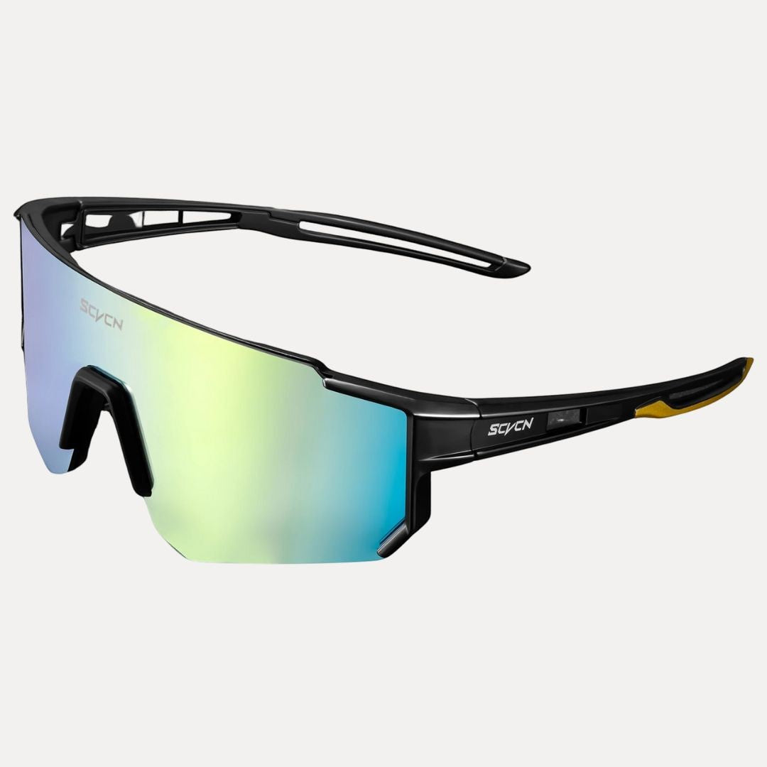 ProShield cycling sunglasses with UV400 lenses, aerodynamic wraparound frame, anti-glare windproof protection
