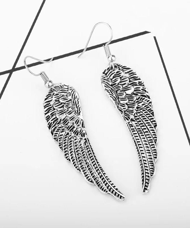 Boucles d'oreilles créoles ailes d'ange en argent sterling style punk rétro - Wavlynn