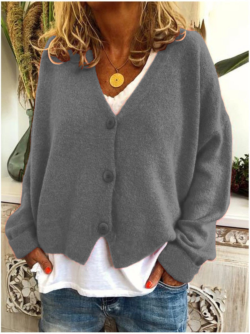 Shannon knit cardigan in neutral tone, lightweight relaxed fit with soft drape for effortless layering
