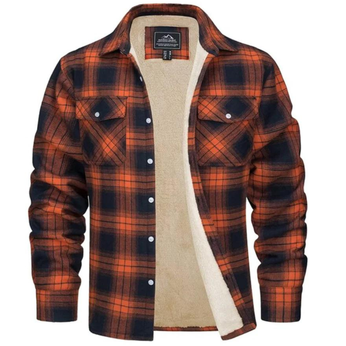 Men's black checkered fleece jacket warm winter casual layer with soft insulating lining by Wavlynn