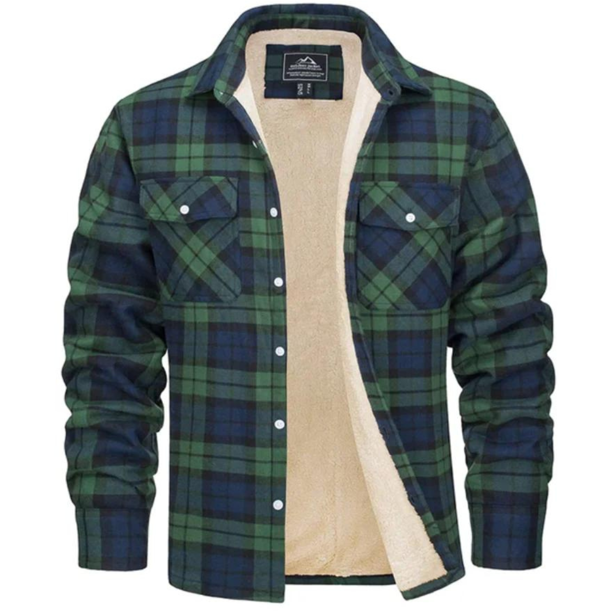 Men's checkered fleece jacket warm winter coat stylish casual fit with soft insulating lining